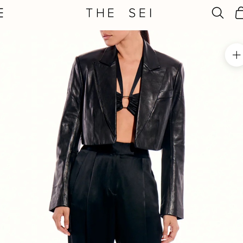 NEW WITH TAG The SEI Cropped dinner jacket in lambskin leather blazer